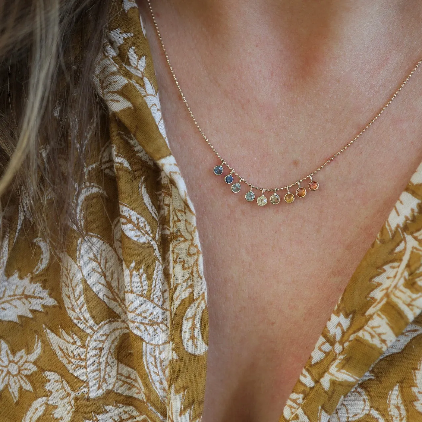 14k Rainbow Sapphire Cleopatra Necklace