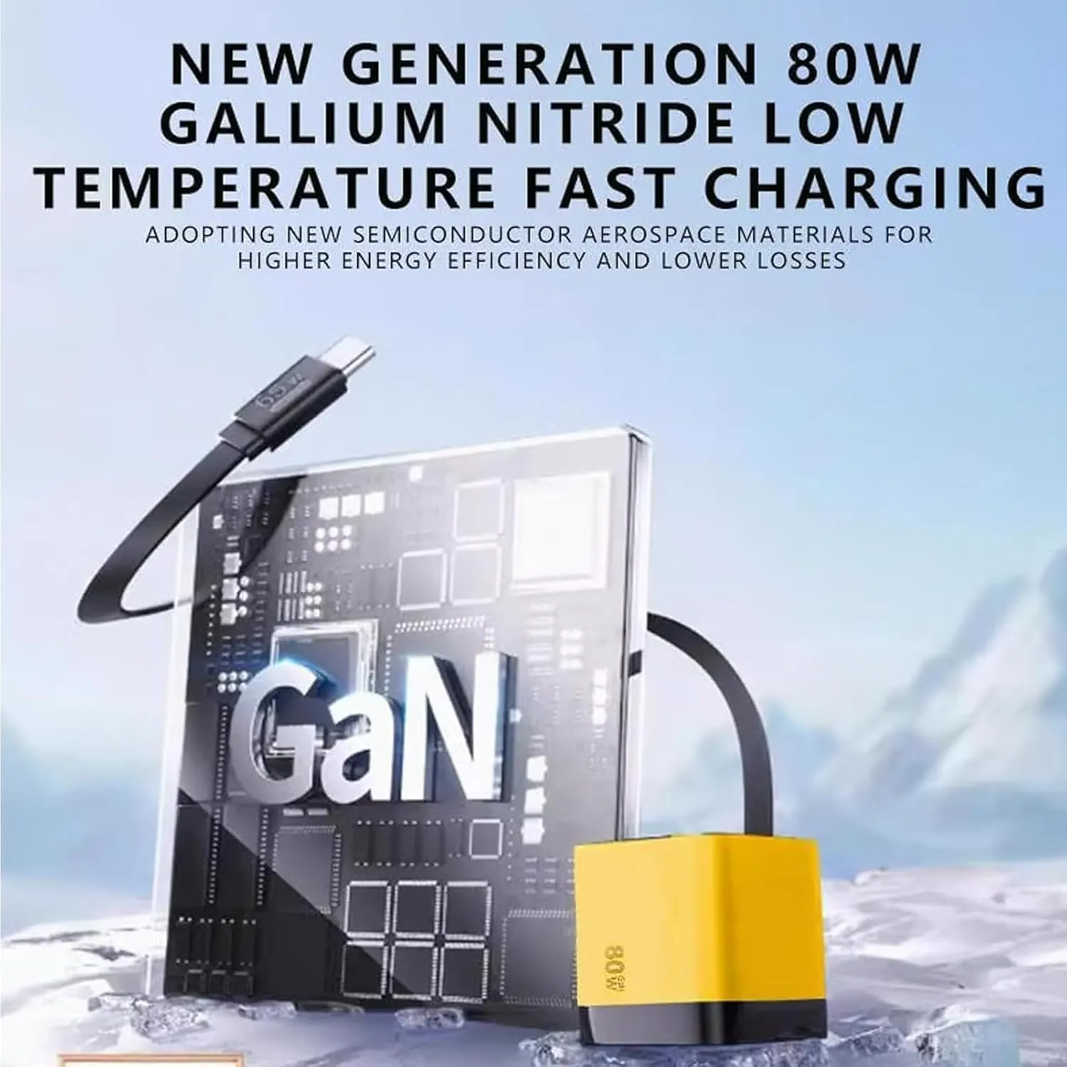 3 in 1 GaN Charger, Scalable 80w Max Fast Charger Module with Type C Cable and 2 USB Ports, Retractable Phone Chargers Wall Plug, Three Port Fastcharging (White Yellow)