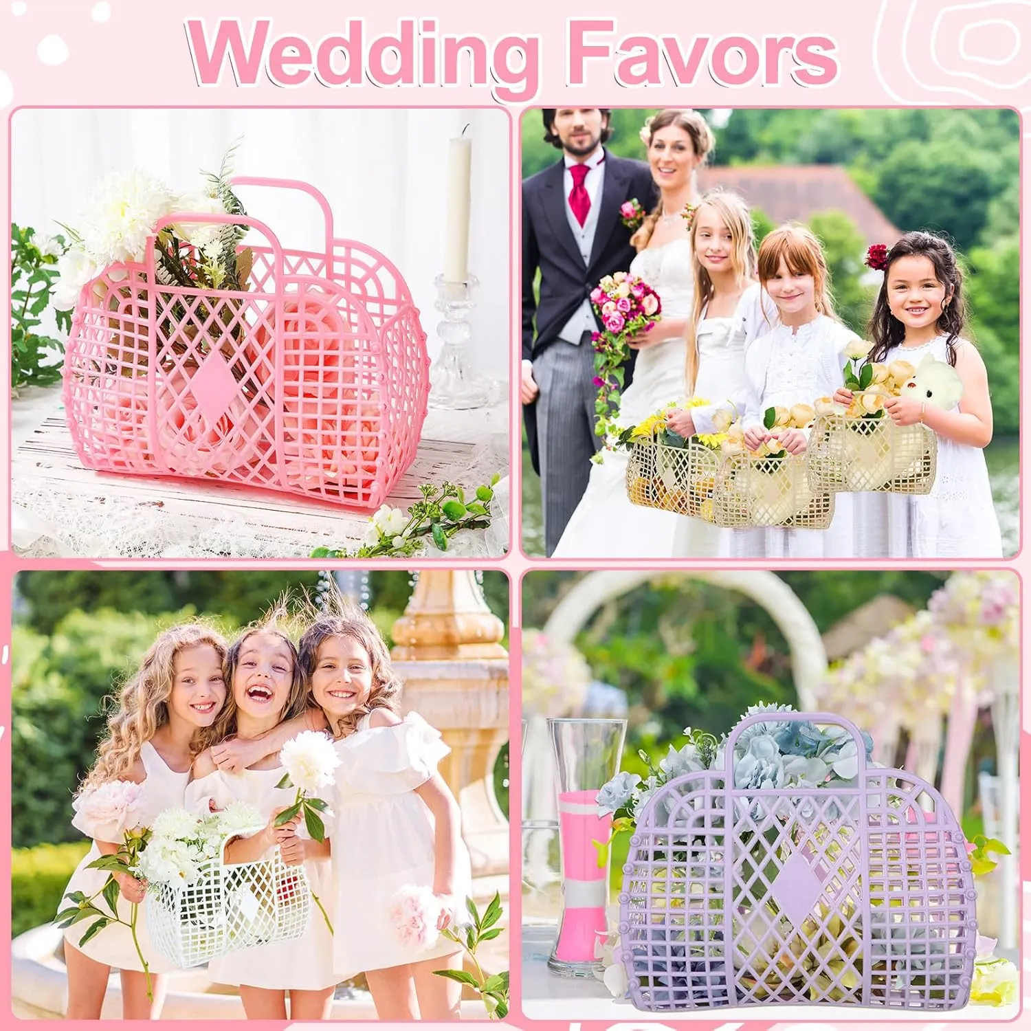 4 Pcs Jelly Bag Summer Beach Jelly Tote for Women Girls Gift Basket Tote Purses for Wedding Baby Shower Party(Multicolor,8.9 x 3.3 x 8 Inch)