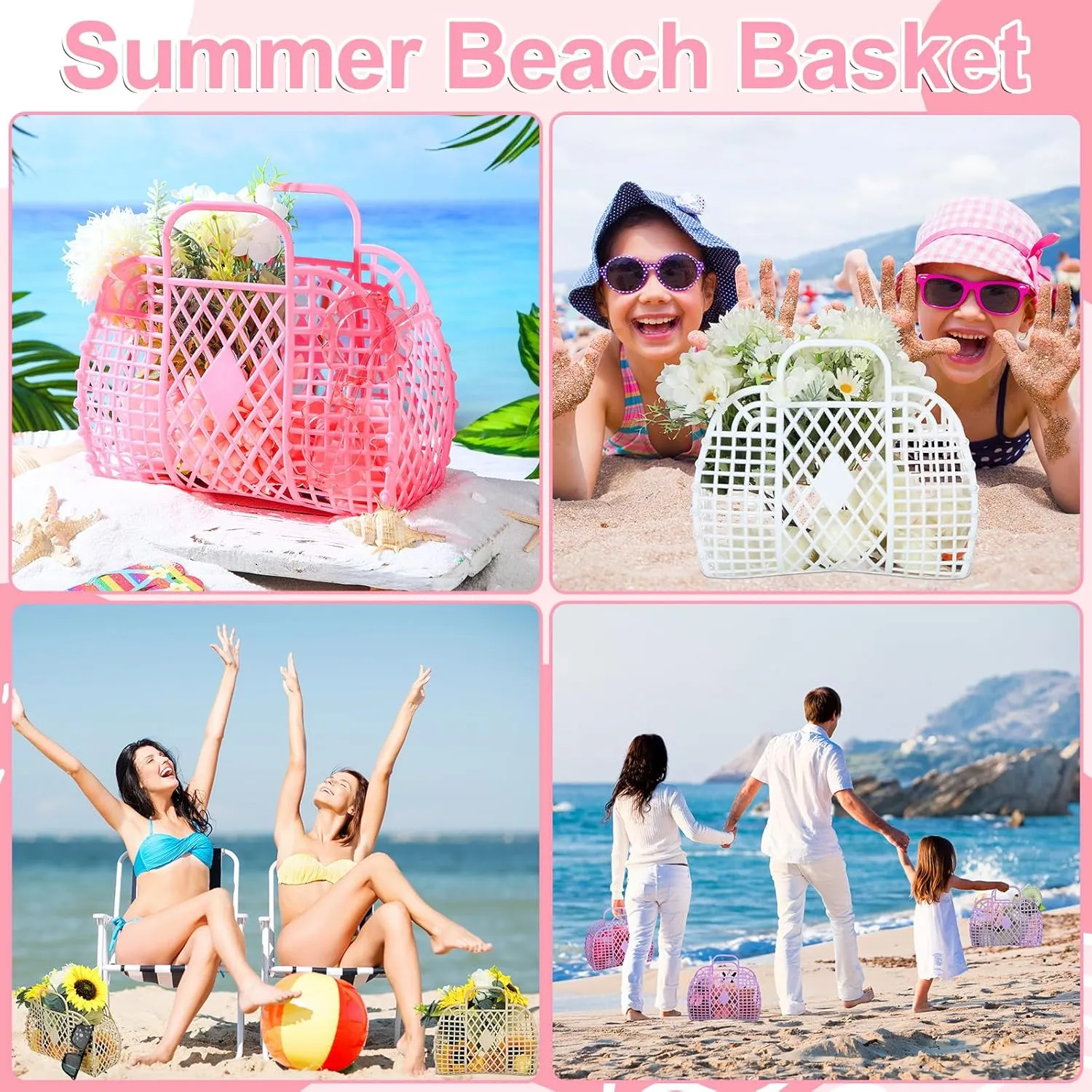 4 Pcs Jelly Bag Summer Beach Jelly Tote for Women Girls Gift Basket Tote Purses for Wedding Baby Shower Party(Multicolor,8.9 x 3.3 x 8 Inch)