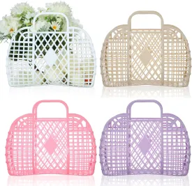 4 Pcs Jelly Bag Summer Beach Jelly Tote for Women Girls Gift Basket Tote Purses for Wedding Baby Shower Party(Multicolor,8.9 x 3.3 x 8 Inch)