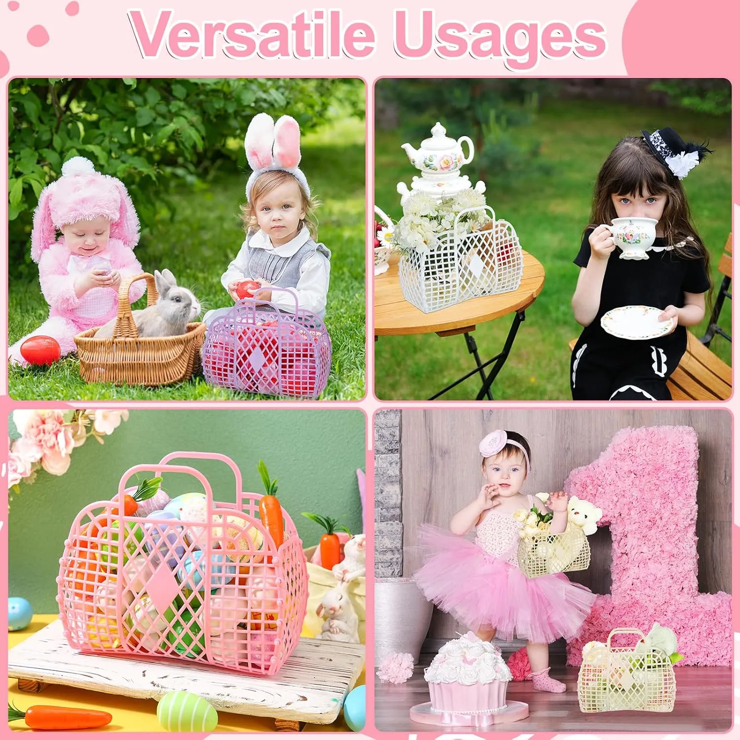 4 Pcs Jelly Bag Summer Beach Jelly Tote for Women Girls Gift Basket Tote Purses for Wedding Baby Shower Party(Multicolor,8.9 x 3.3 x 8 Inch)