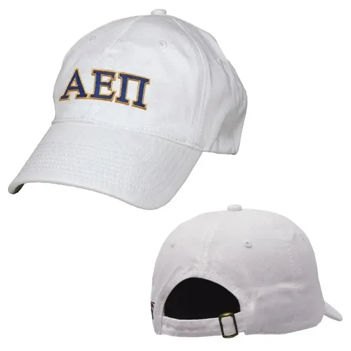 AEPi White Greek Letter Adjustable Hat