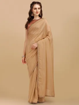 Beige & Rust Woven Design Silk Blend Saree