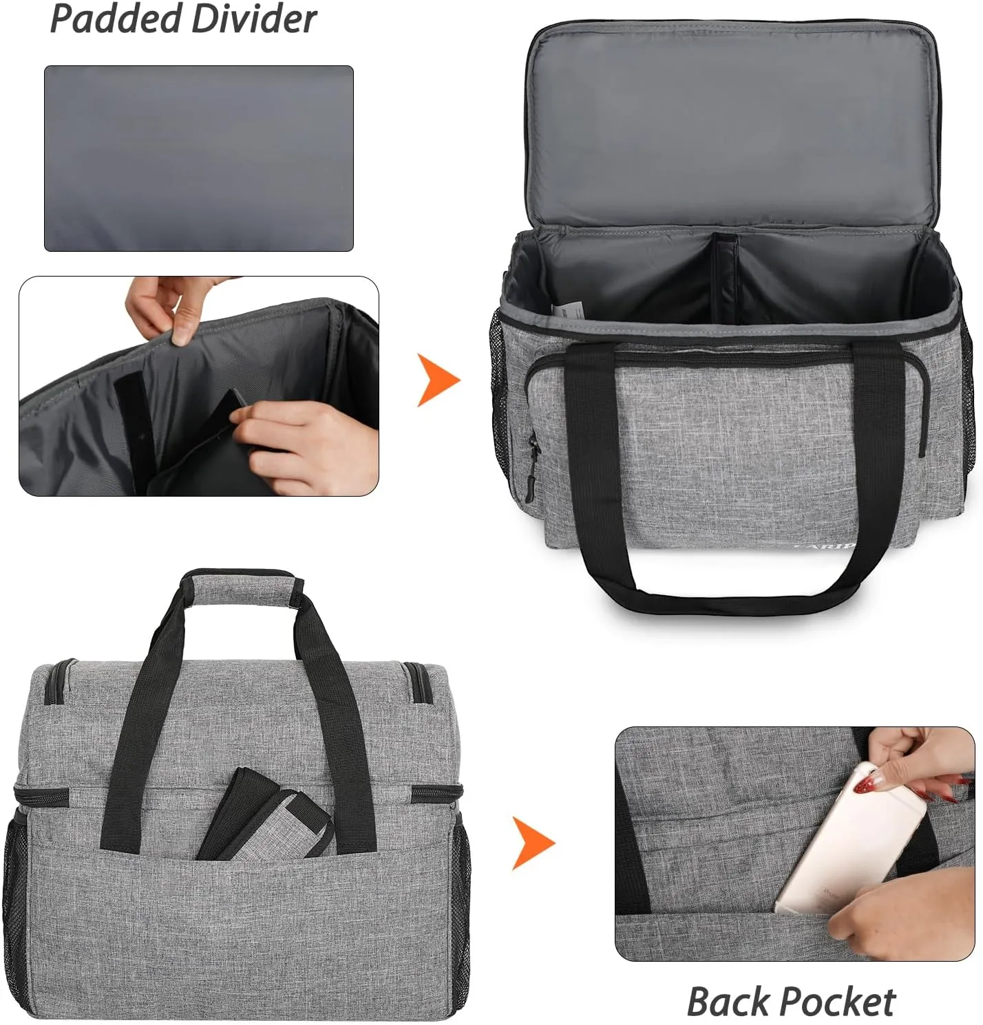 Bowling Ball Bag with Double Ball Holder - Fits Bowling Shoes Up to Mens Size 16