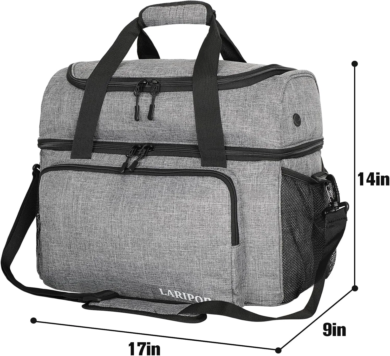 Bowling Ball Bag with Double Ball Holder - Fits Bowling Shoes Up to Mens Size 16