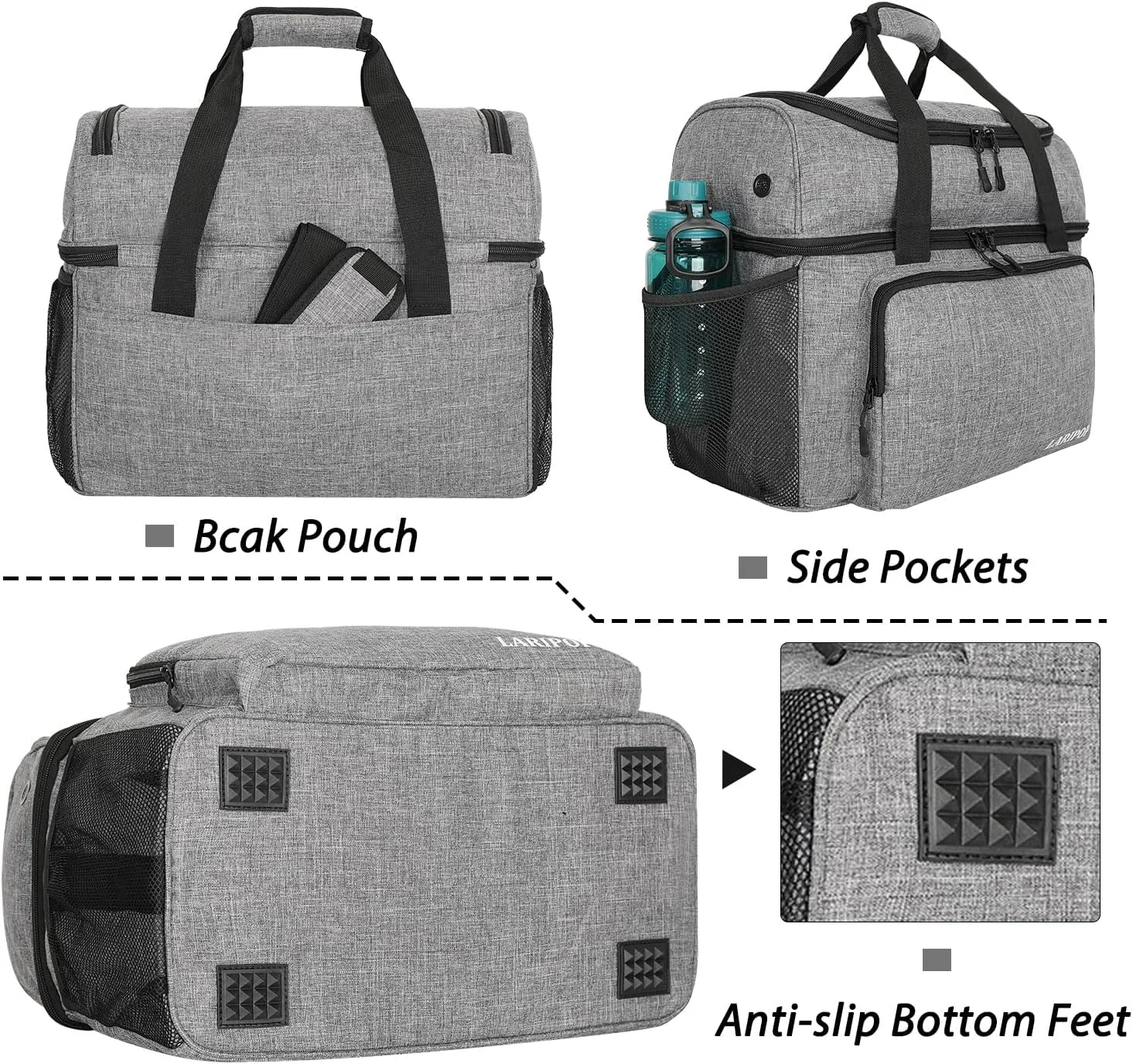 Bowling Ball Bag with Double Ball Holder - Fits Bowling Shoes Up to Mens Size 16