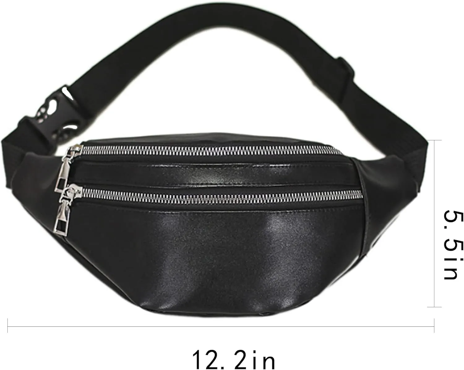 Buddy Buddy Women Faux Leather Waist Pack Fanny Bag Waterproof Belt Bum Bag (Black)