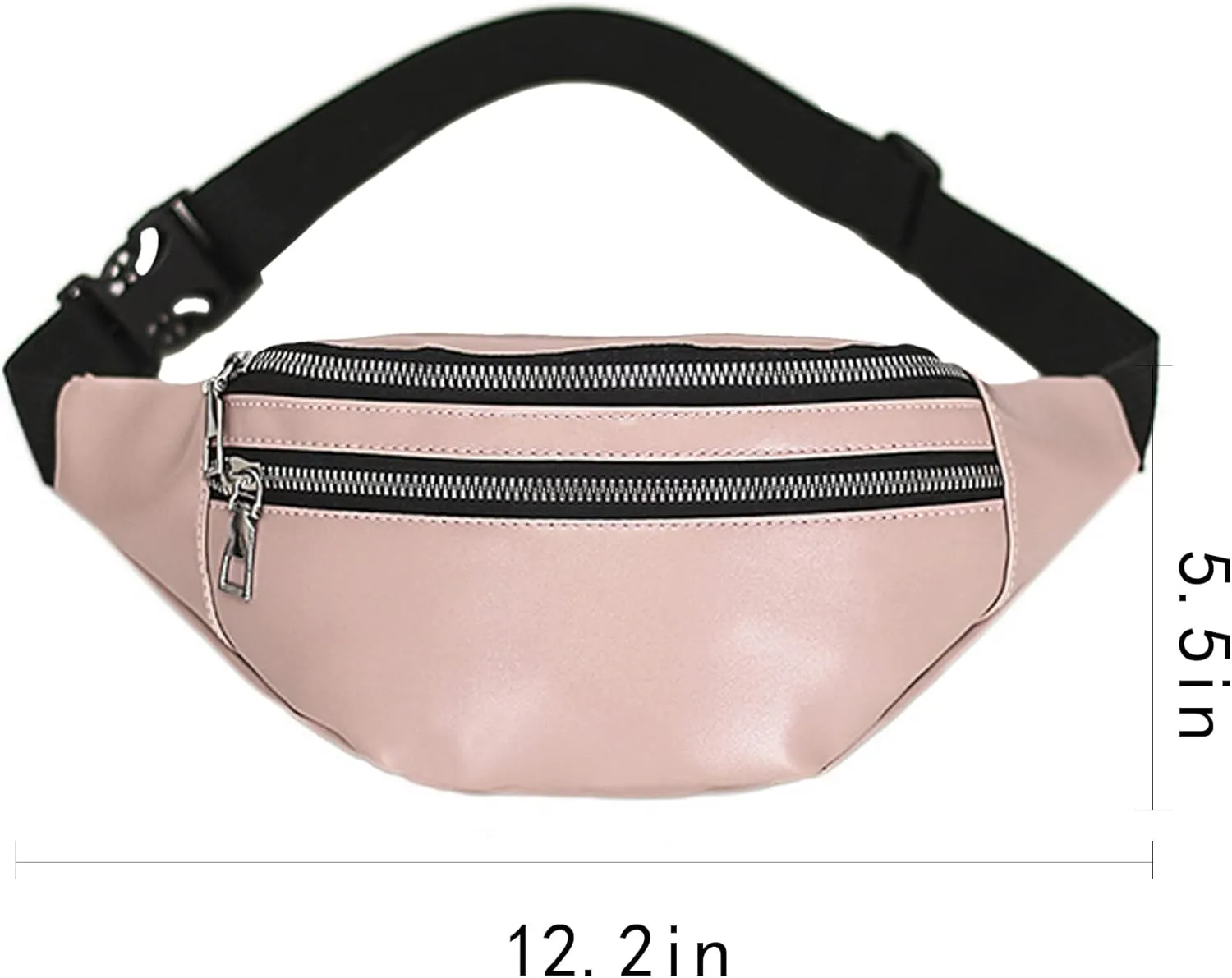Buddy Women Faux Leather Waist Pack Fanny Bag Waterproof Belt Bum Bag champagne