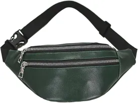 Buddy Women Faux Leather Waist Pack Fanny Bag Waterproof Belt Bum Bag Green