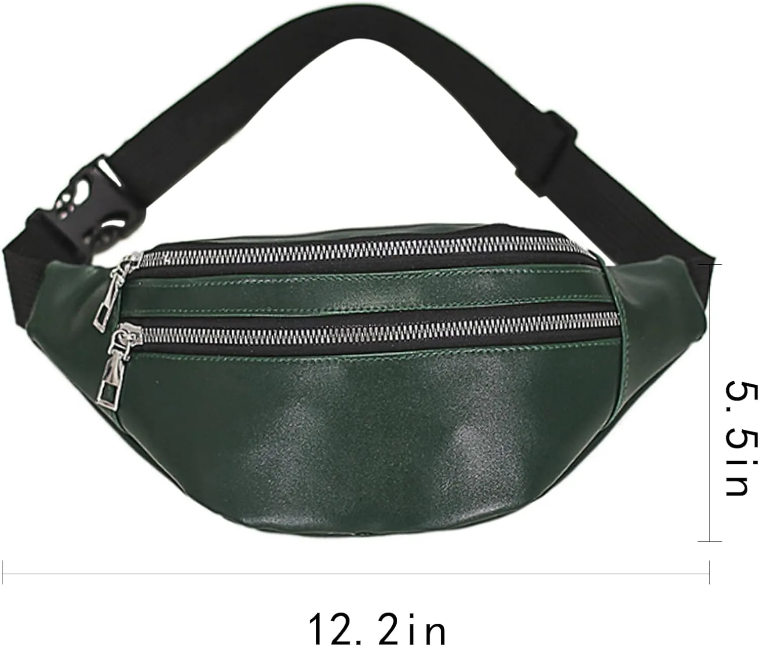 Buddy Women Faux Leather Waist Pack Fanny Bag Waterproof Belt Bum Bag Green