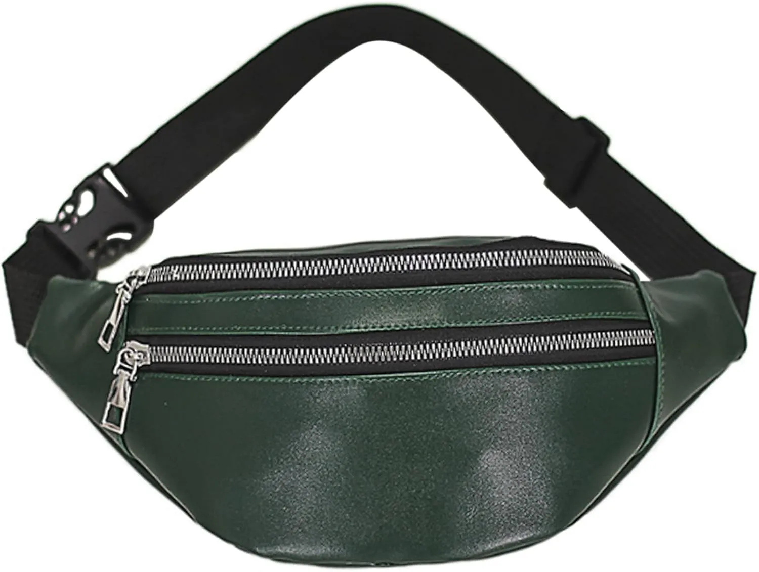 Buddy Women Faux Leather Waist Pack Fanny Bag Waterproof Belt Bum Bag Green