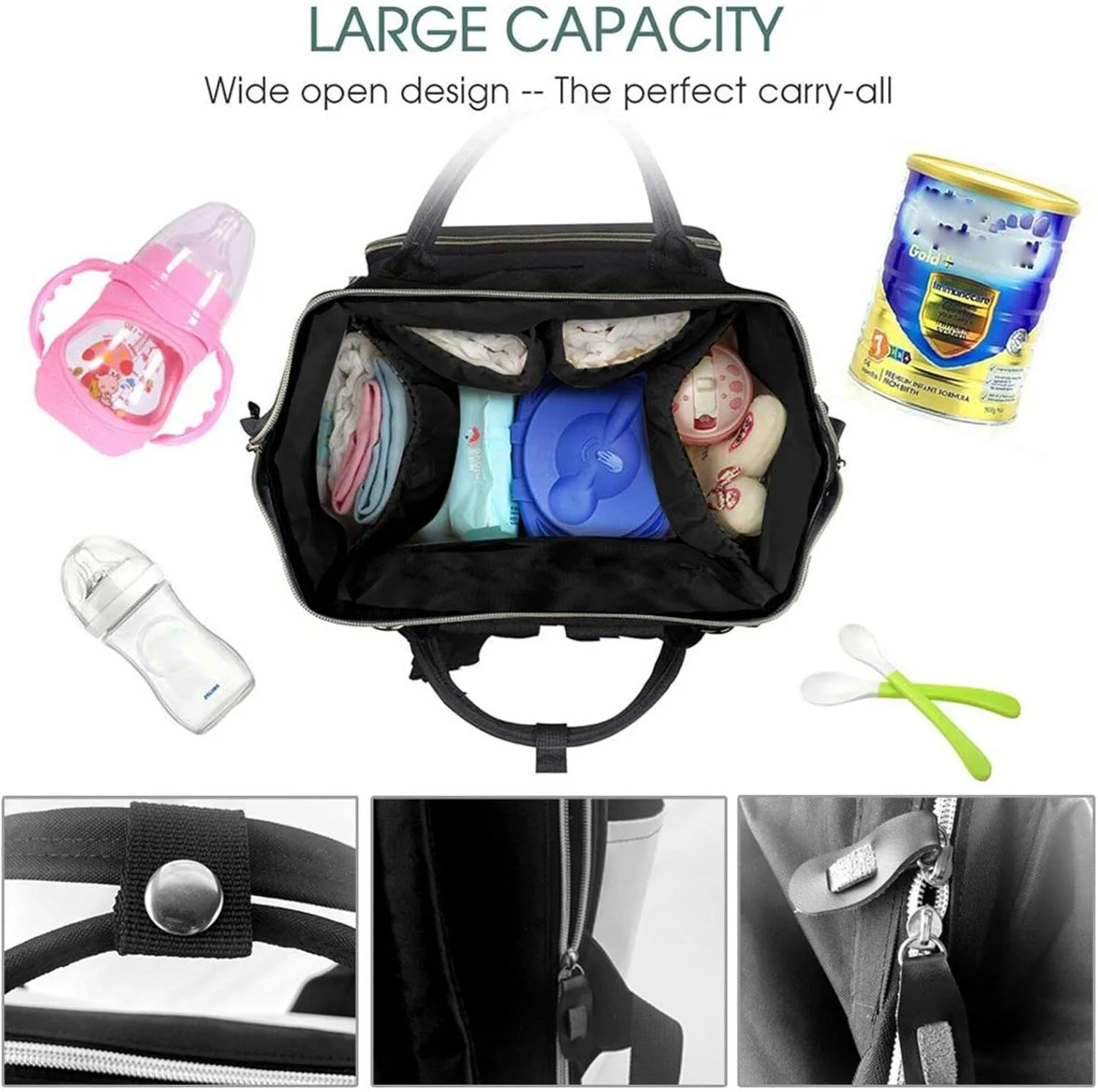 Diaper Bag Backpack For Women, Blue Waterproof Multifunction Travel Pack Maternity Baby Changing Bags, Nappy Baby Bags With Multi-Function For Baby