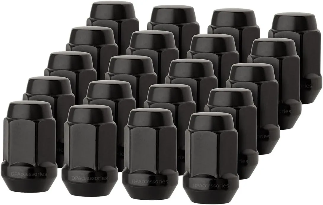 DPAccessories 20 Black 1/2-20 Closed End Bulge Acorn Lug Nuts - Cone Seat - 3/4" Hex LCB3B2HE-BK04020