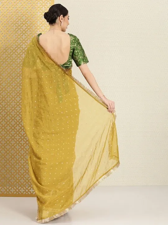 Embellished Sequinned Organza Saree