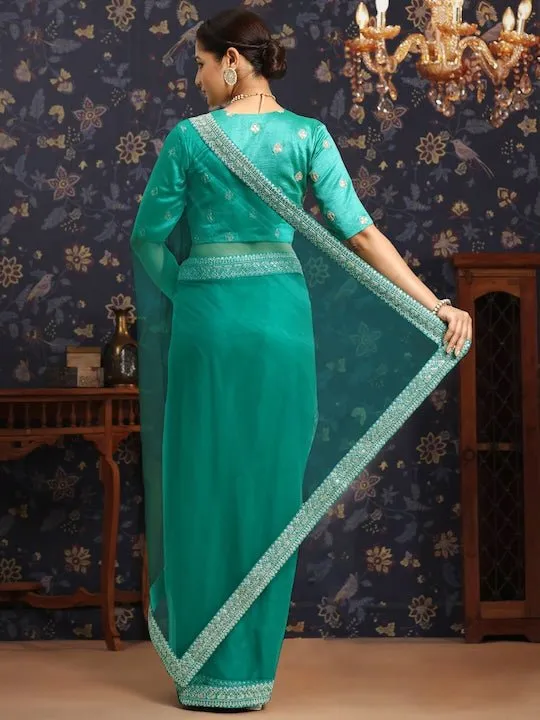 Embroidered Net Saree