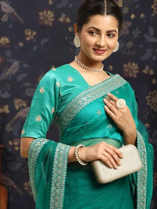 Embroidered Net Saree
