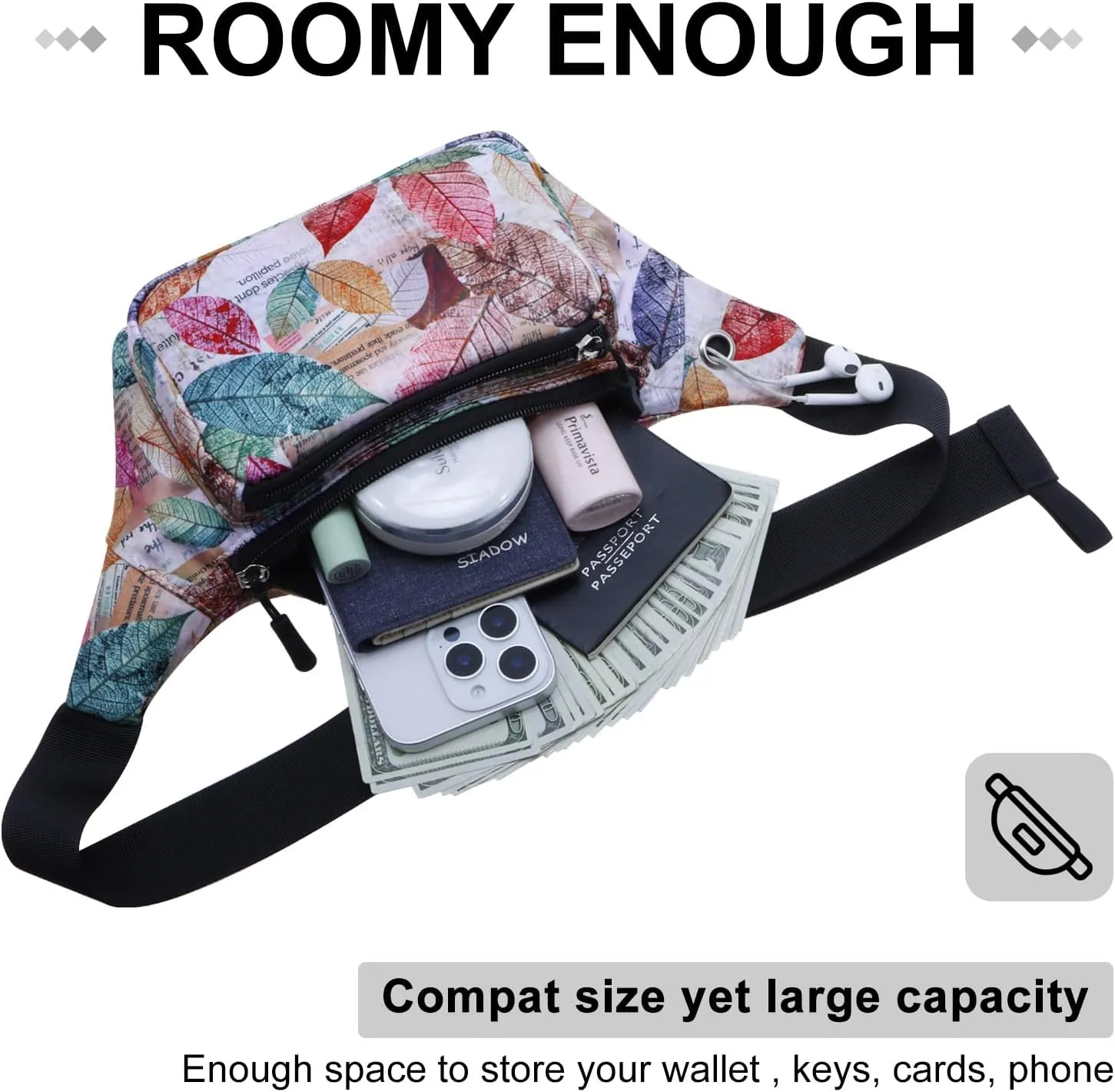 HUA ANGEL Fanny Pack for Women & Men - Crossbody Waist Bag Lightweight Belt Bum Bag for Sports, Travel, Hiking, Everyday Use
