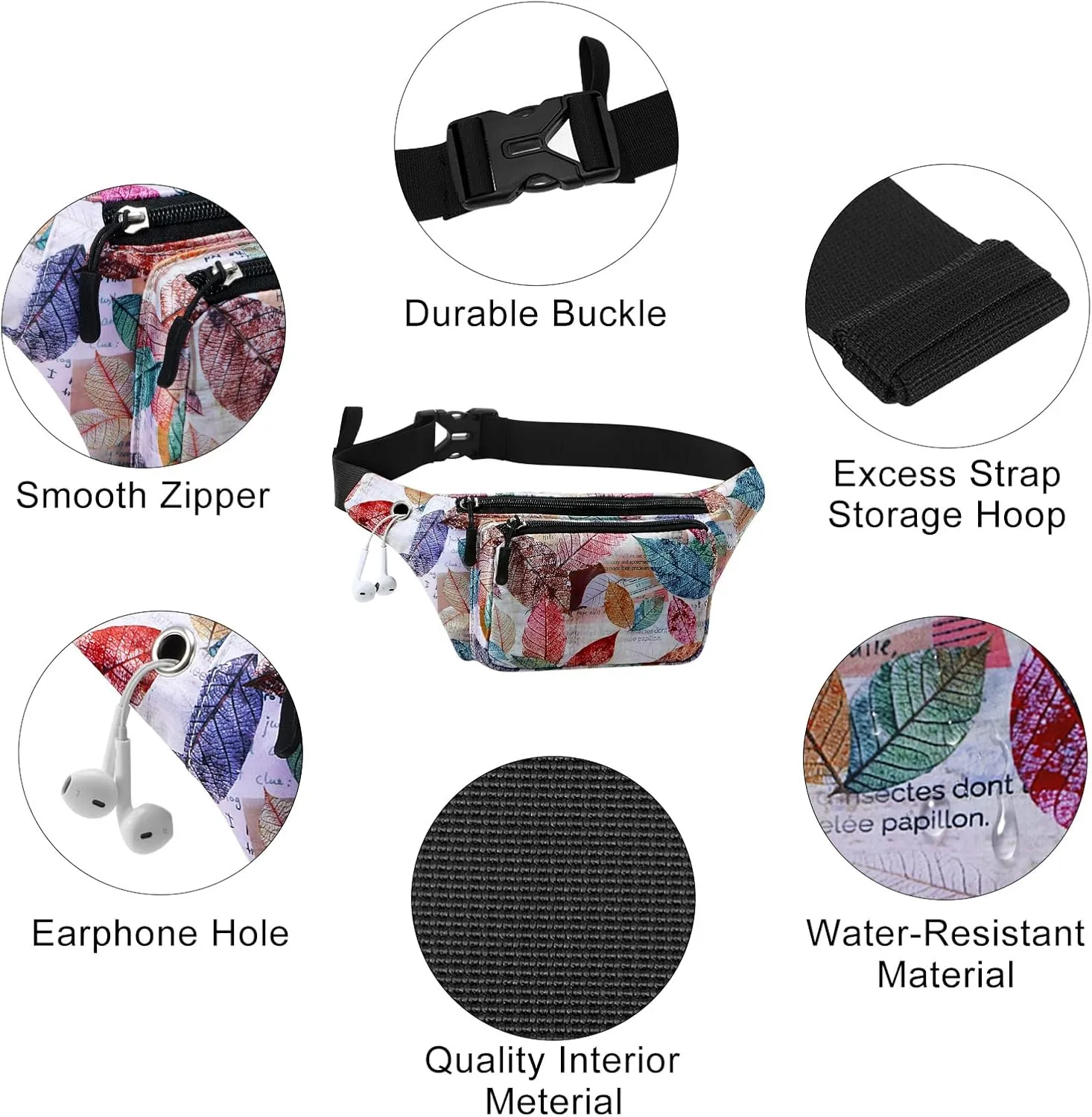 HUA ANGEL Fanny Pack for Women & Men - Crossbody Waist Bag Lightweight Belt Bum Bag for Sports, Travel, Hiking, Everyday Use