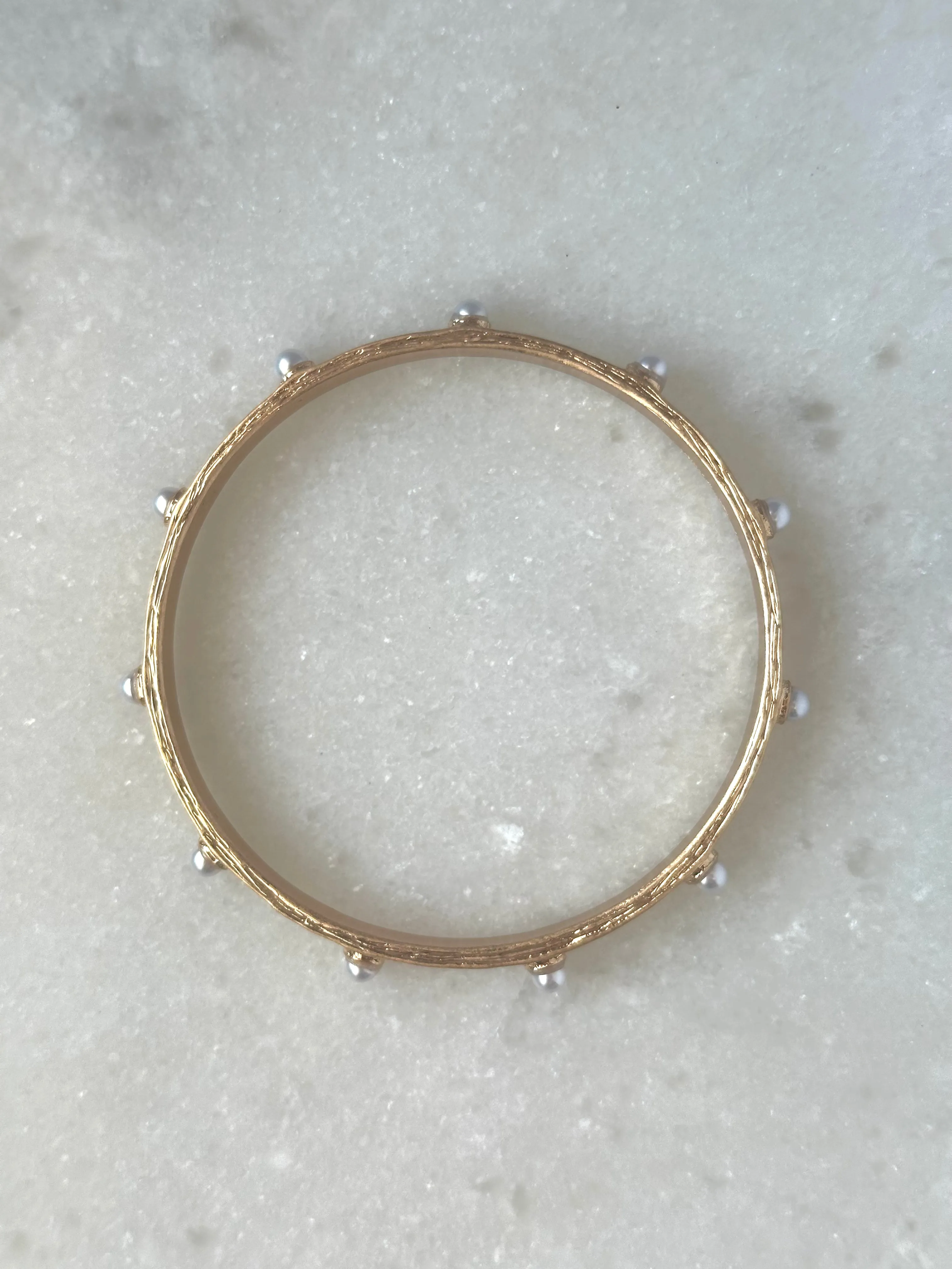 Hutton Textured Bangle- Gold