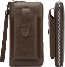 Long Wallet for Women-Large Capacity Leather Credit Card Holder Wallets Women Zipper Clutch Wristlet With Phone Pocket