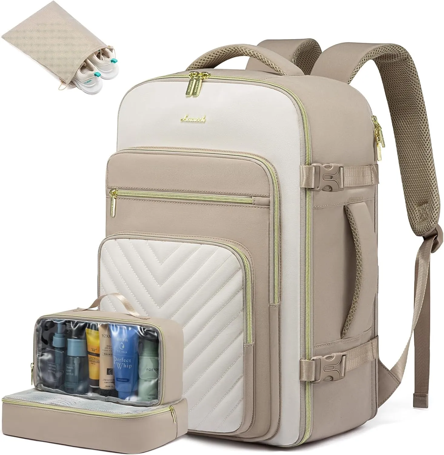 LOVEVOOK Large Travel Backpack for Women, Carry On Bag Backpack Flight Approved, 30L TSA Personal Item Travel Bag with 3 Packing Cubes, Waterproof 16 Inch Laptop Hiking Casual Bag Backpack