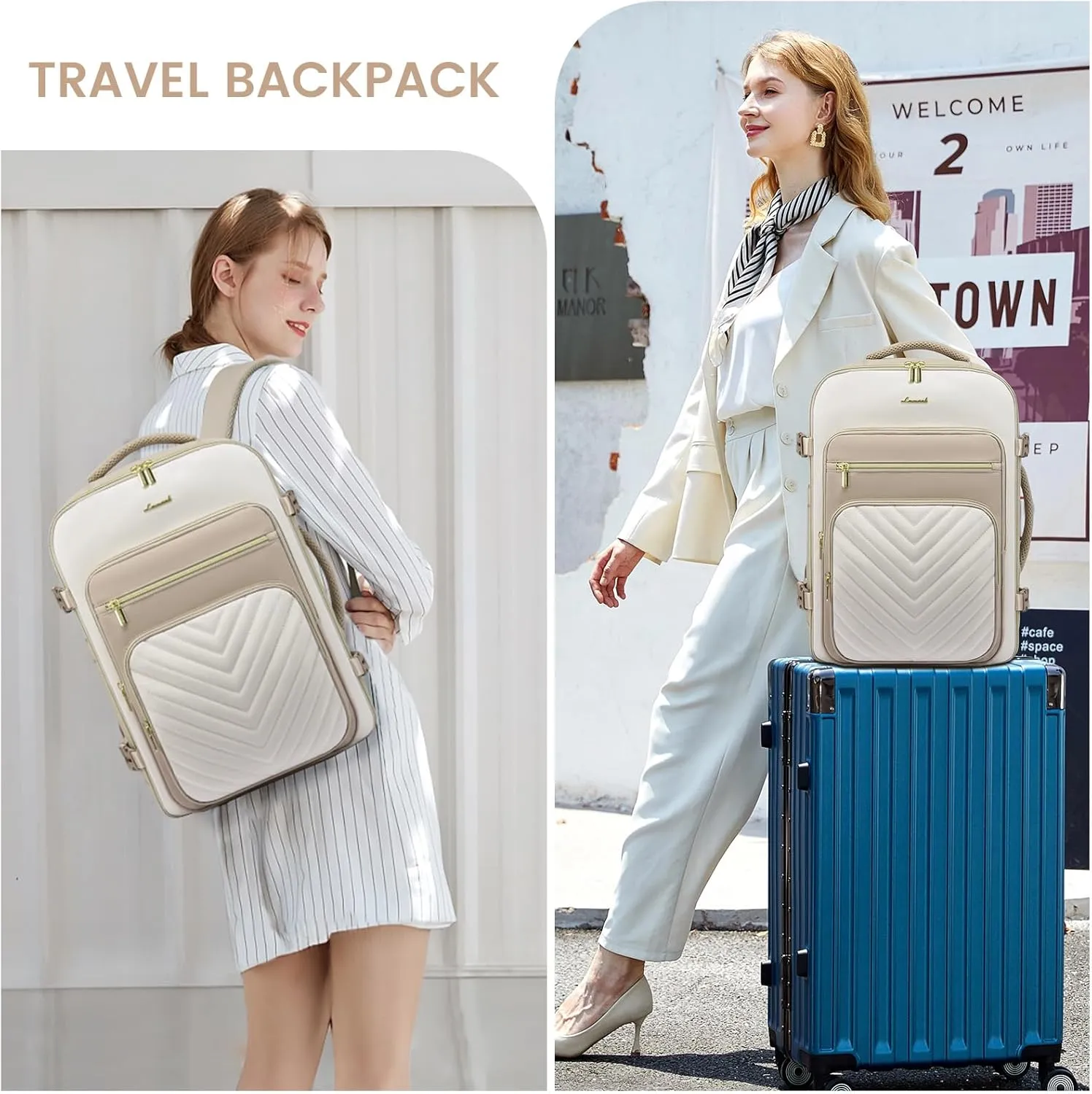 LOVEVOOK Large Travel Backpack for Women, Carry On Bag Backpack Flight Approved, 30L TSA Personal Item Travel Bag with 3 Packing Cubes, Waterproof 16 Inch Laptop Hiking Casual Bag Backpack