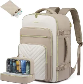 LOVEVOOK Large Travel Backpack for Women, Carry On Bag Backpack Flight Approved, 30L TSA Personal Item Travel Bag with 3 Packing Cubes, Waterproof 16 Inch Laptop Hiking Casual Bag Backpack