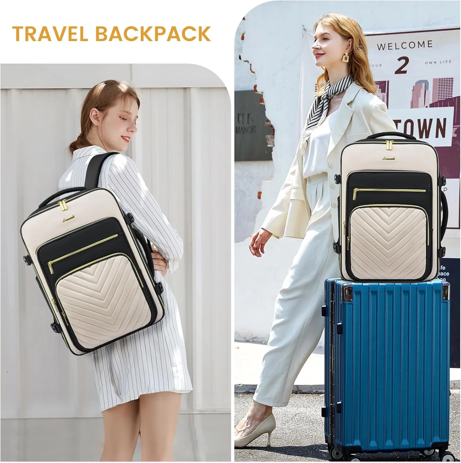 LOVEVOOK Large Travel Backpack for Women, Carry On Bag Flight Approved, 40L TSA Personal Item Travel Bag with 3 Packing Cubes, Waterproof 17 Inch Laptop Hiking Casual Backpack
