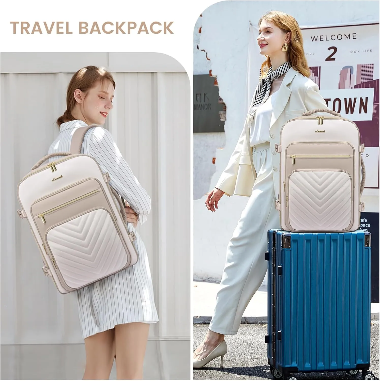 LOVEVOOK Large Travel Backpack for Women, Carry On Bag Flight Approved, 40L TSA Personal Item Travel Bag with 3 Packing Cubes, Waterproof 17 Inch Laptop Hiking Casual Backpack