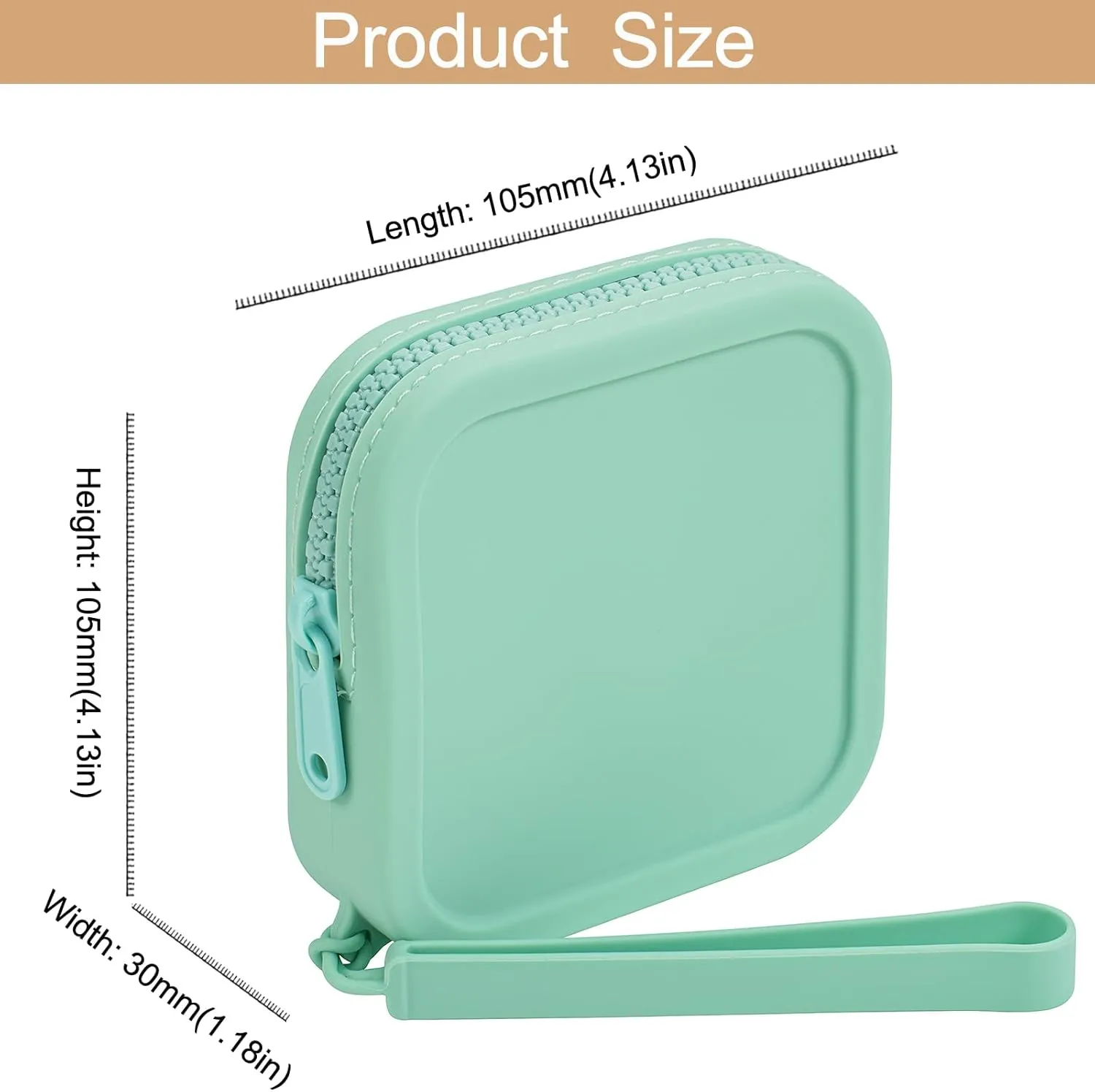 Small Square Portable Silicone Makeup Bag for Women Girls, Small Travel Lovely Waterproof Toiletry Cosmetic Bag, Zipper Closure Organizer Makeup Case with Handle (Green)