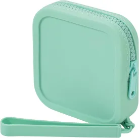 Small Square Portable Silicone Makeup Bag for Women Girls, Small Travel Lovely Waterproof Toiletry Cosmetic Bag, Zipper Closure Organizer Makeup Case with Handle (Green)