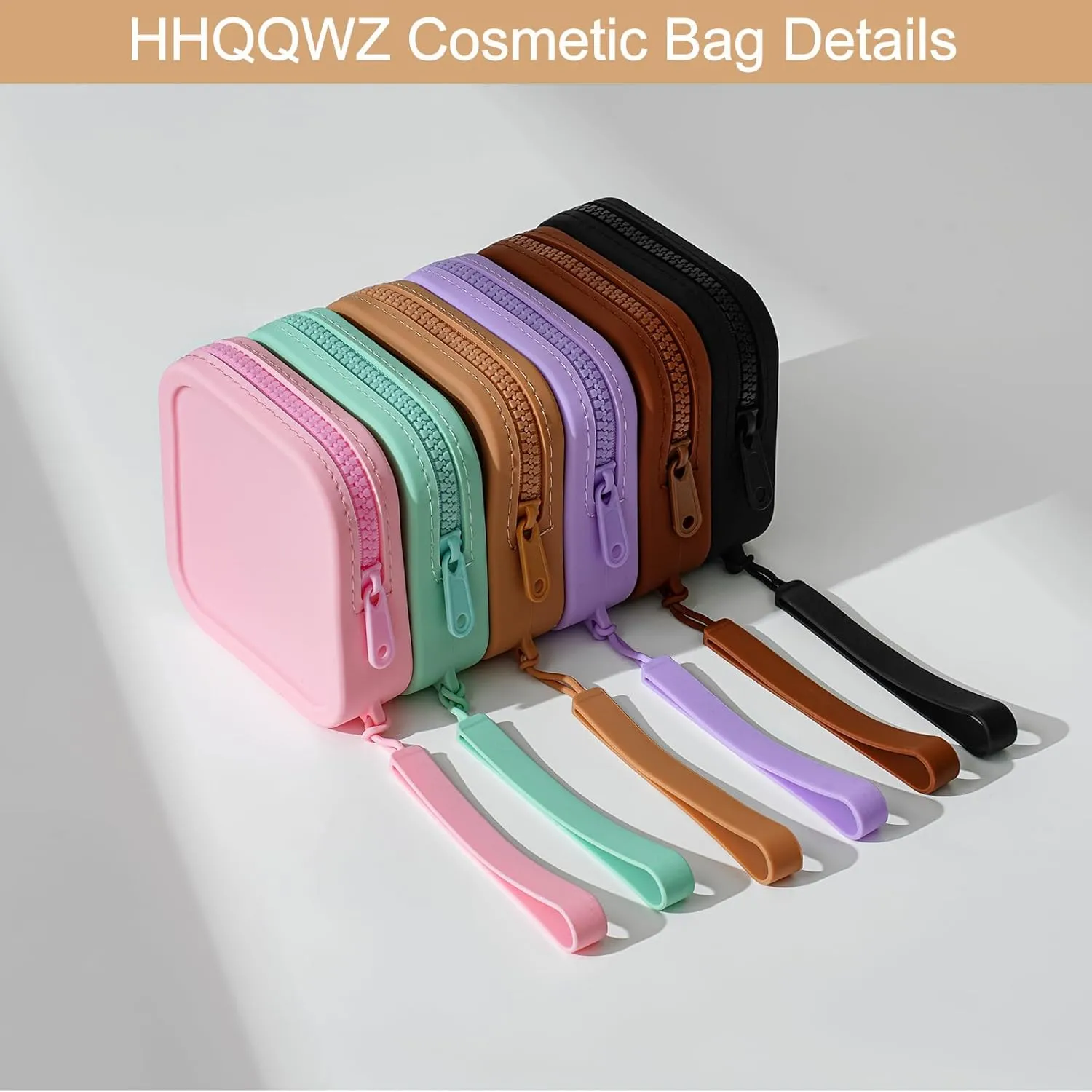 Small Square Portable Silicone Makeup Bag for Women Girls, Small Travel Lovely Waterproof Toiletry Cosmetic Bag, Zipper Closure Organizer Makeup Case with Handle (Green)