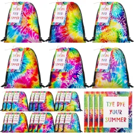Sweetude 30 Set End of Year Gifts Bags Summer End of Year Gifts Drawstring Bags for Students Tie Dye Graduation Party Favors Bulk