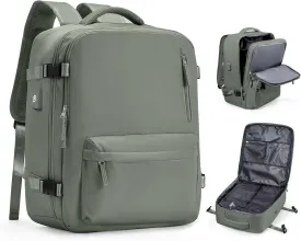 Travel Vacuum Backpack for Women Men, Large 18148IN Carry on Luggage Spirit United Flight Approved, Personal Item Travel Bag with Wet Dry Separation Pocket USB Charging, Green
