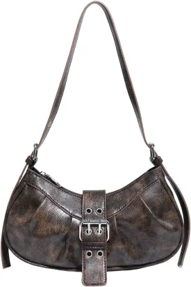 Verdusa Women's PU Leather Punk Rivet Shoulder Bags Vintage Handbag Purses
