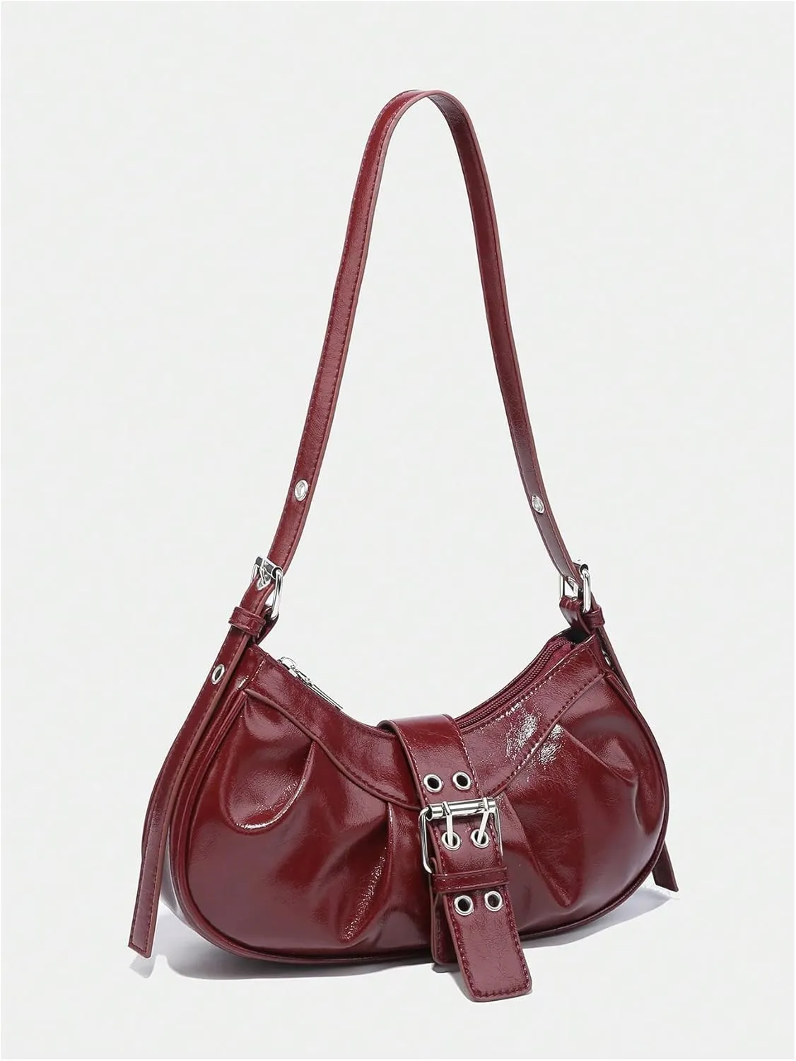 Verdusa Women's PU Leather Punk Rivet Shoulder Bags Vintage Handbag Purses