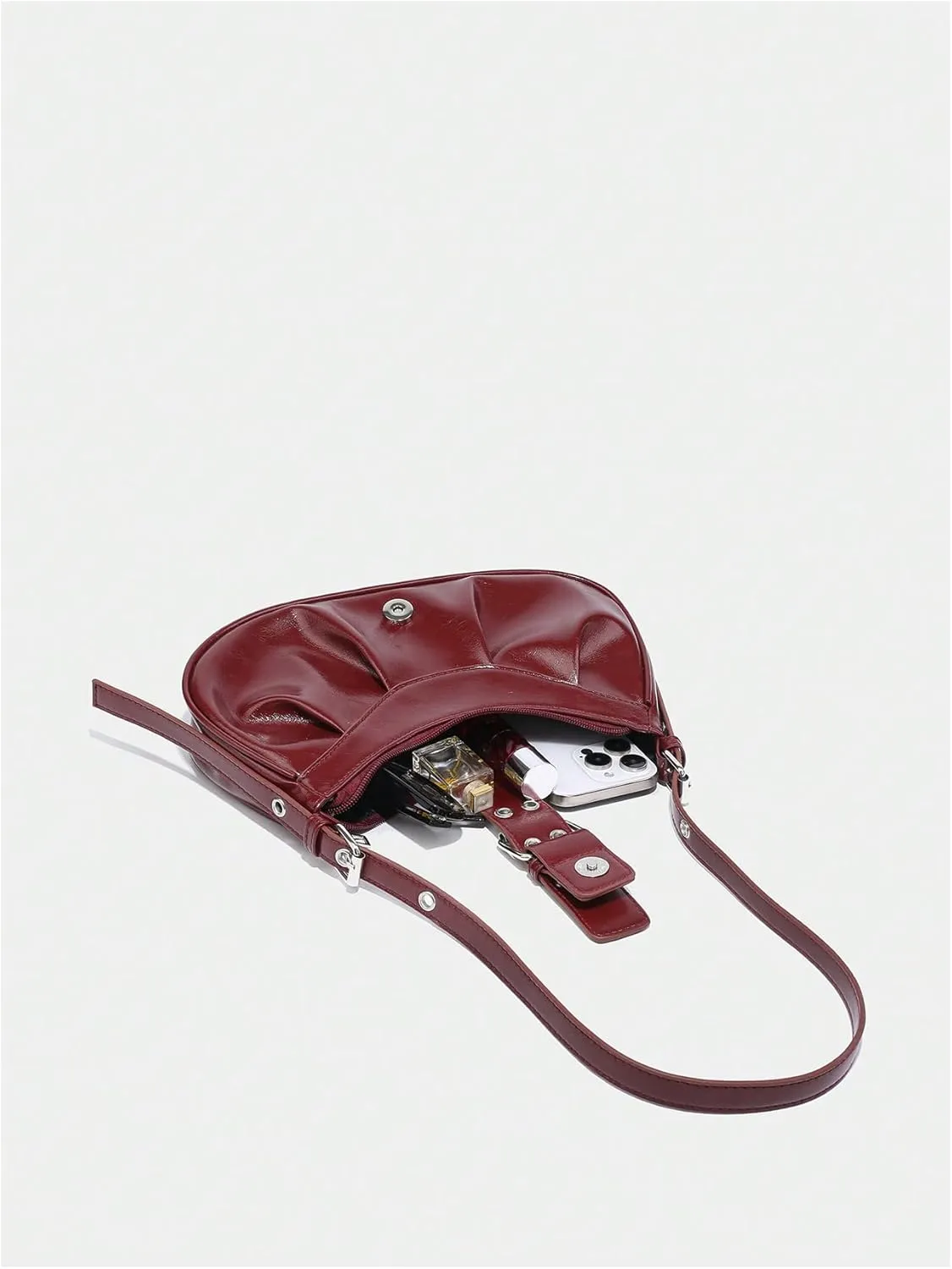 Verdusa Women's PU Leather Punk Rivet Shoulder Bags Vintage Handbag Purses