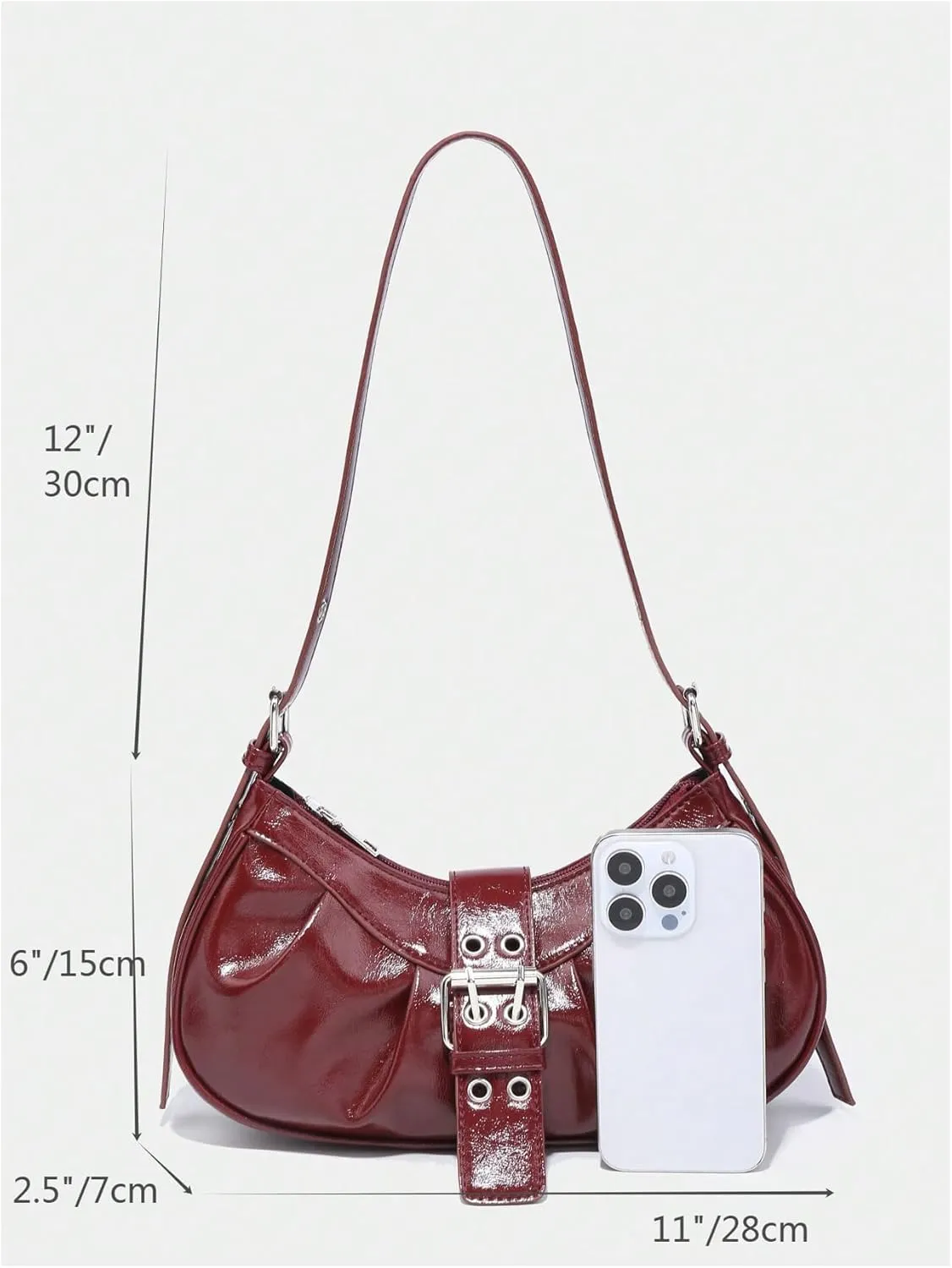 Verdusa Women's PU Leather Punk Rivet Shoulder Bags Vintage Handbag Purses