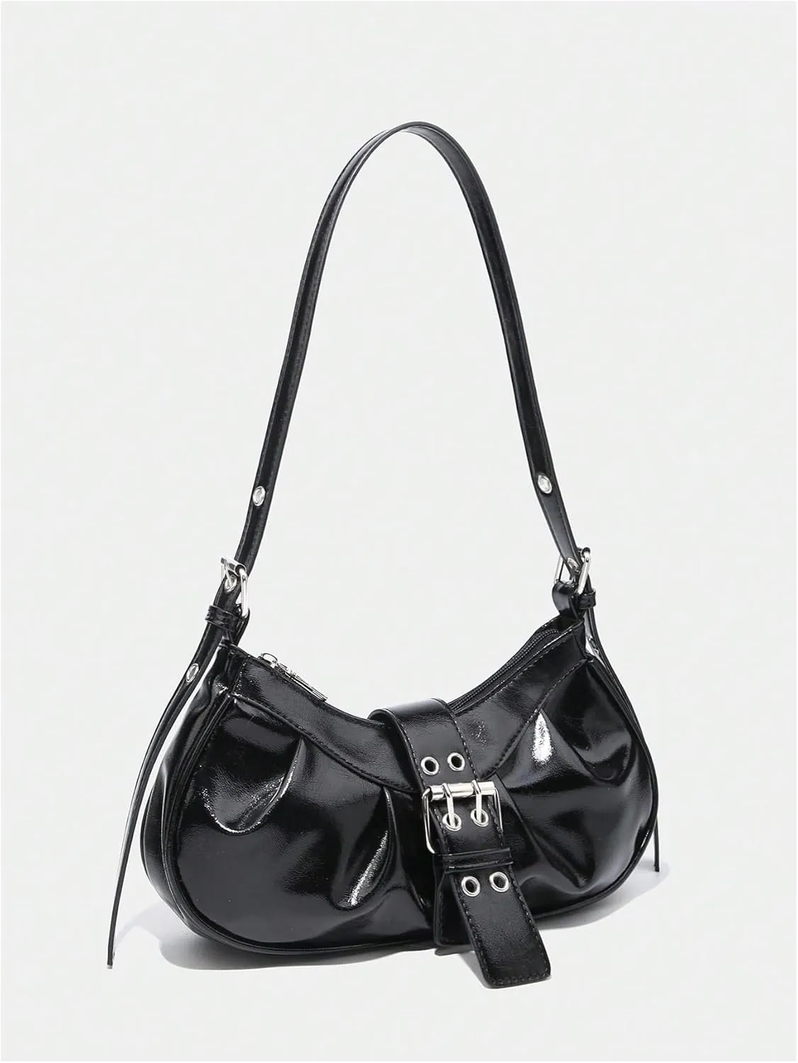 Verdusa Women's PU Leather Punk Rivet Shoulder Bags Vintage Handbag Purses