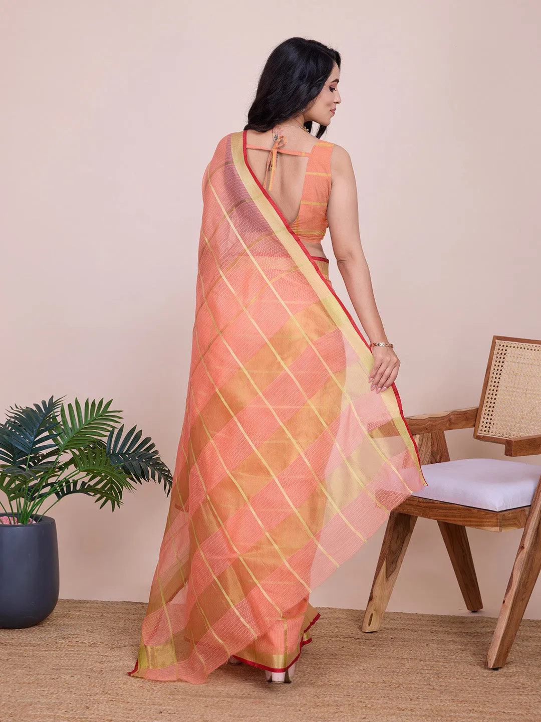 Women Casual Wear Designer Kota Doriya(Semi Cotton) Soft Silk Saree With Un Stitched Blouse