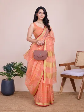 Women Casual Wear Designer Kota Doriya(Semi Cotton) Soft Silk Saree With Un Stitched Blouse