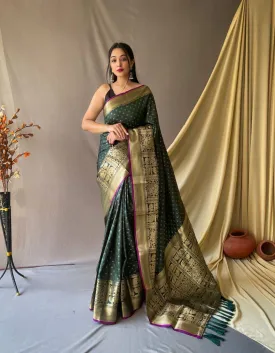 Women Party Wear Banarasi Silk Saree with Un Stitched Blouse