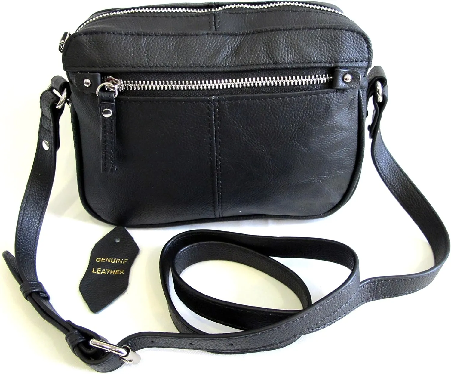 Women's Leather Cross Body Everyday Purse Single Strap Black, Grey