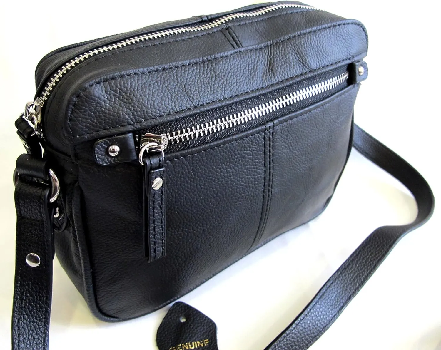 Women's Leather Cross Body Everyday Purse Single Strap Black, Grey