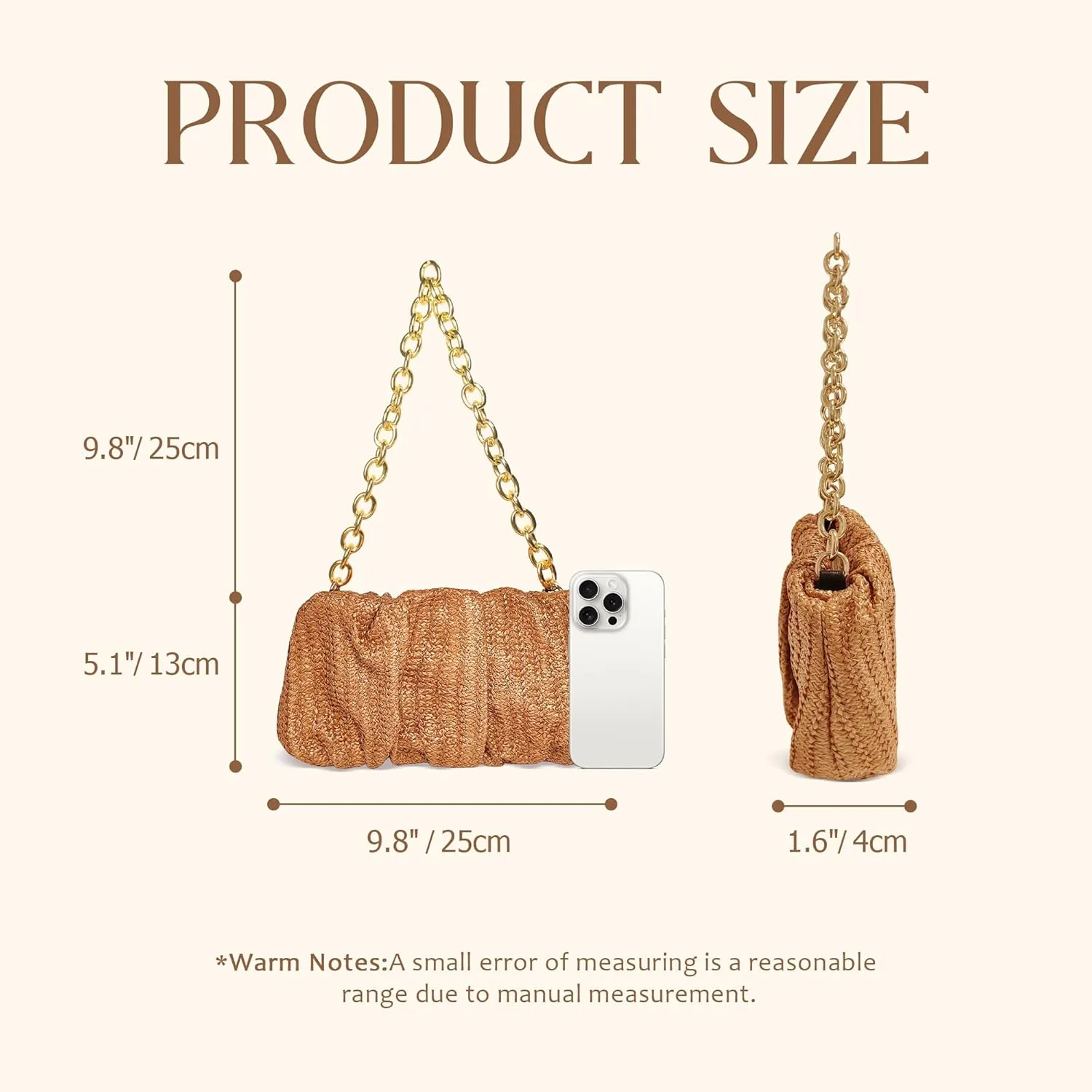 Womens Straw Clutch Purse Woven Shoulder Bag Tote Handbag Pleated Straw Evening Bag Summer Beach Purse