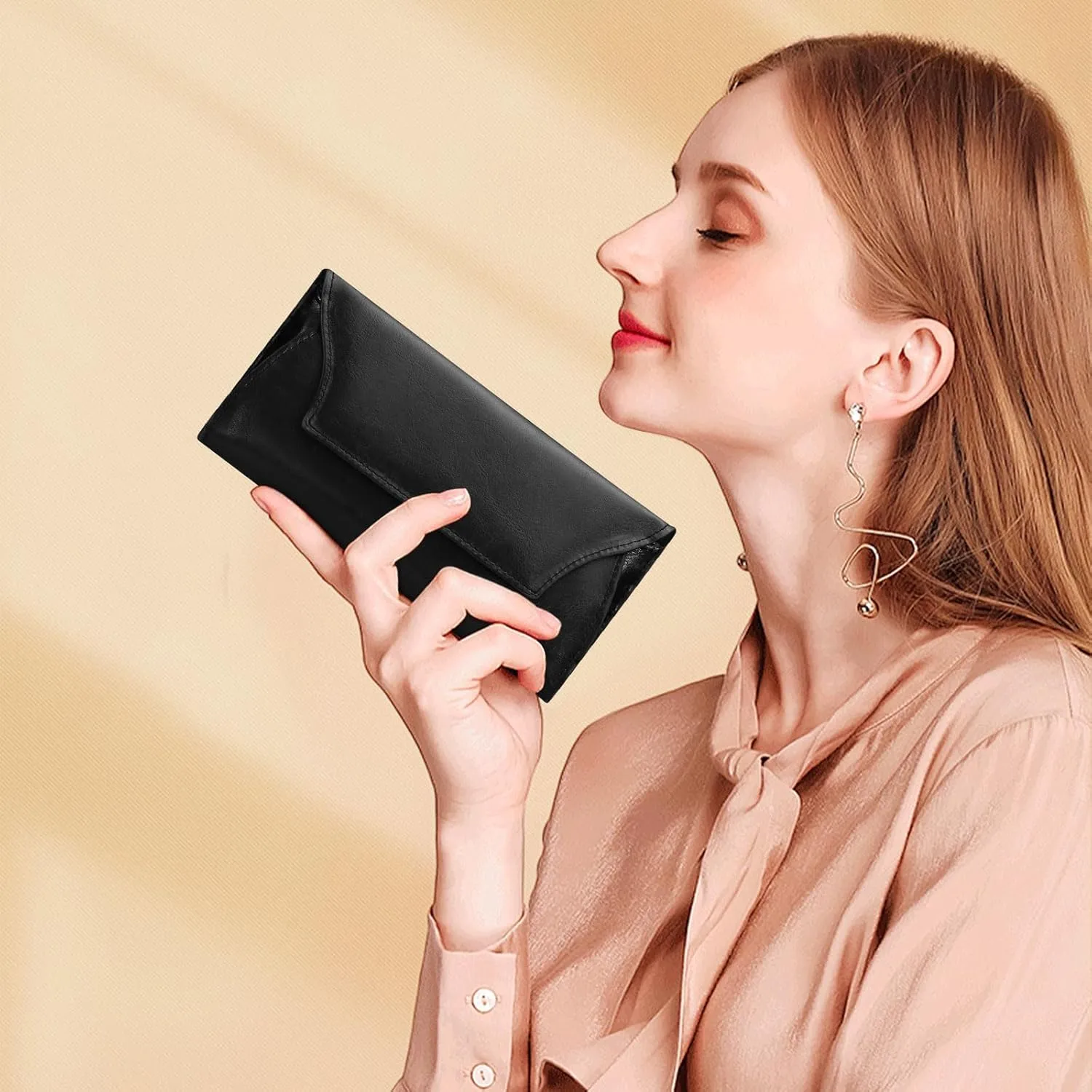 XEYOU Slim Card Wallet for Women Ultra Thin Synthetic Leather Womens Wallet RFID Blocking Credit Card Holder Bifold Clutch Long Ladies Billfold